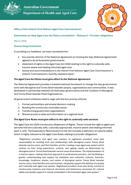 IFNACC submission to release 3 – Provider obligations – approved for submission