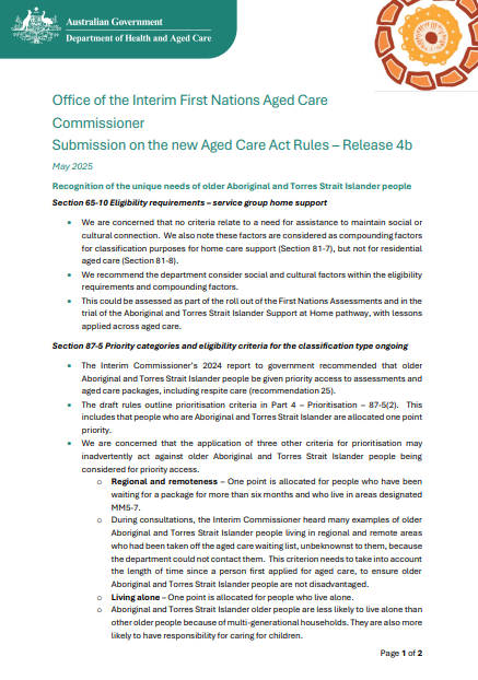 IFNACC submission – Aged Care Rules (Release 4b) cover image