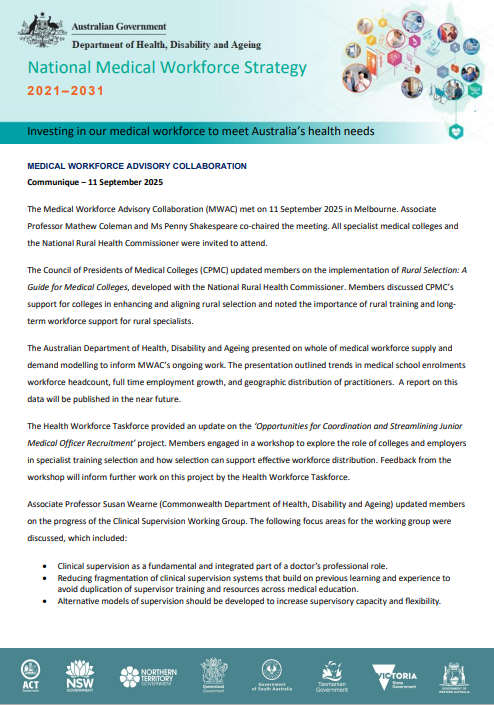 MWAC Communique – 11 September 2025 cover page