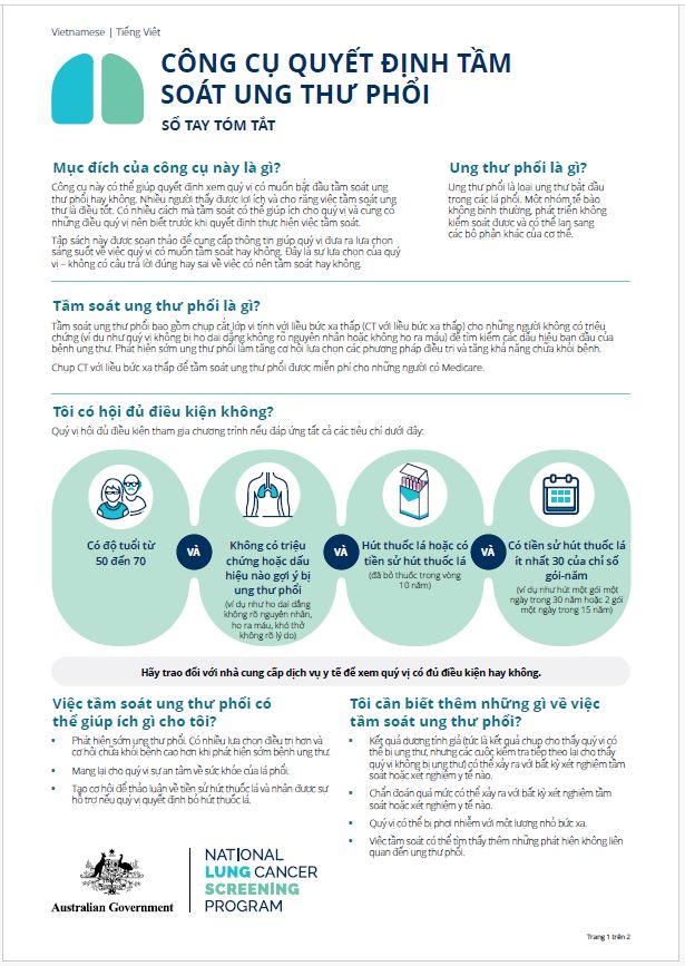 Chương trình Tầm Soát Ung Thư Phổi Toàn Quốc – Công cụ quyết định tầm soát ung thư phổi – Tóm tắt