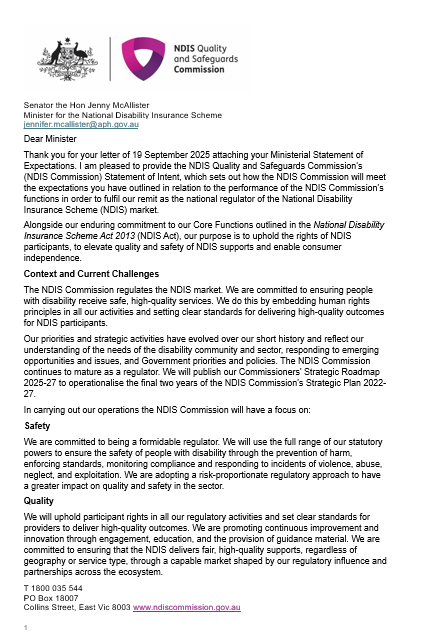 NDIS Commission Statement of Intent cover image