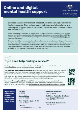 Online and digital mental health support cover page