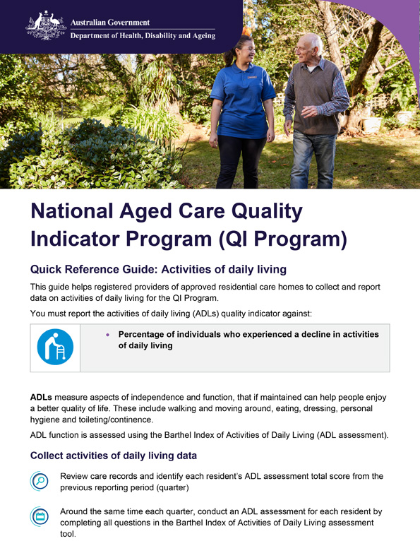 QI Program quick reference guide – Activities of daily living