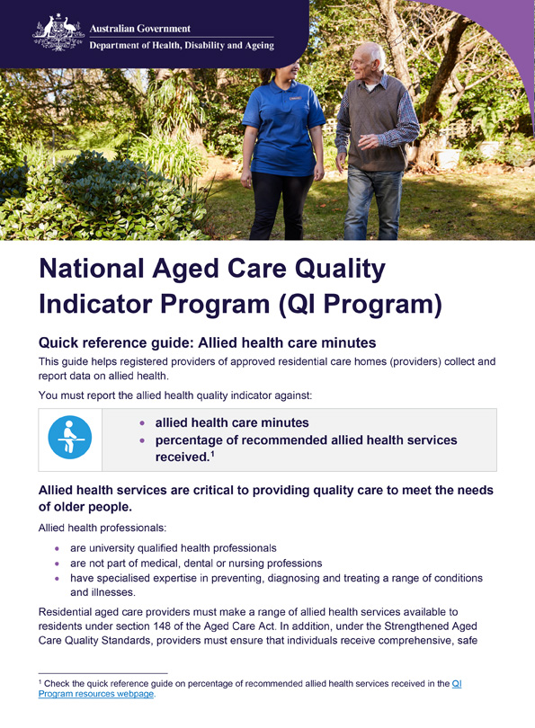 QI Program quick reference guide – Allied health care minutes