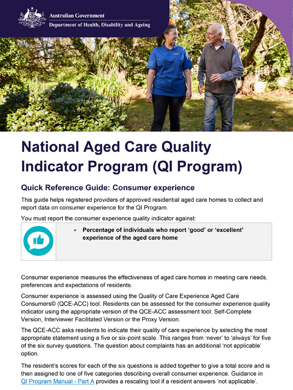 QI Program quick reference guide – Consumer experience