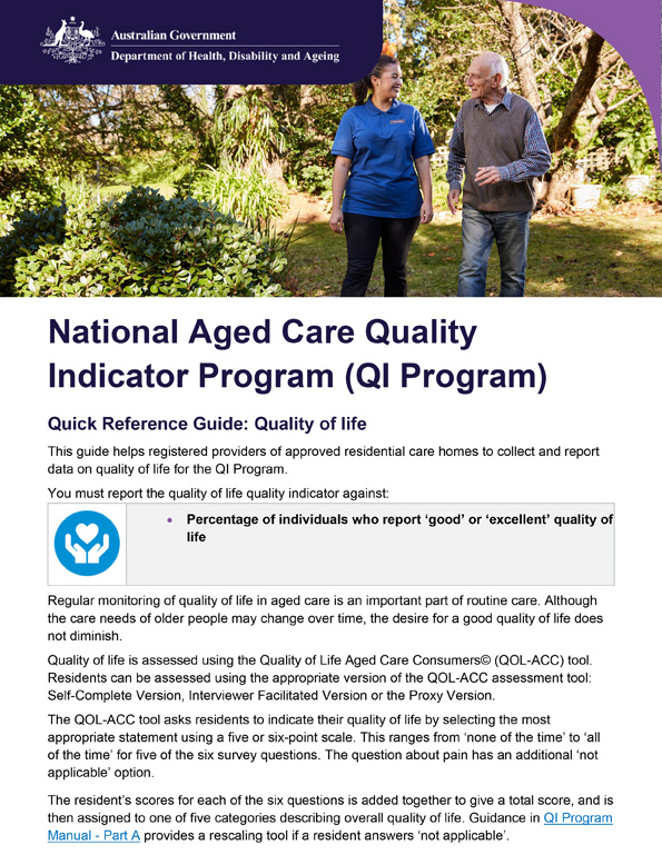 QI Program quick reference guide – Quality of life