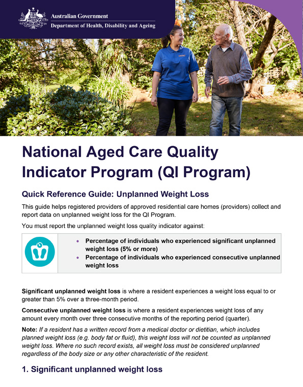 QI Program quick reference guide – Unplanned weight loss