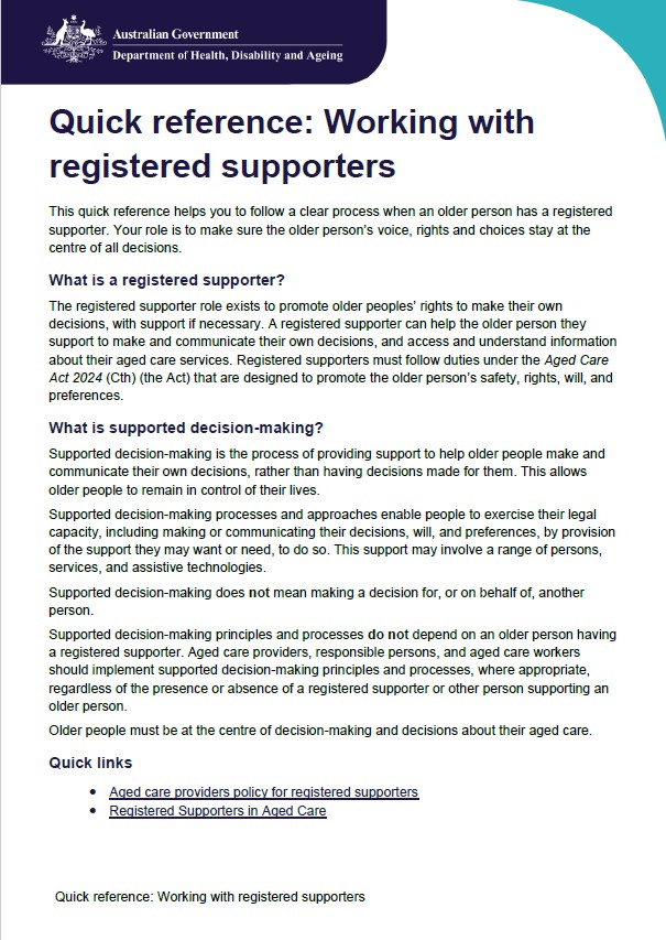 Display image - Quick reference guide on working with registered supporters