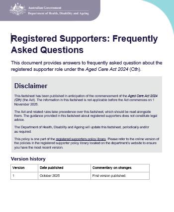 Registered Supporters Frequently Asked Questions cover page