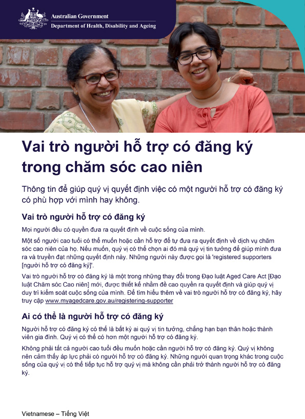 Tờ rơi về vai trò người hỗ trợ có đăng ký
