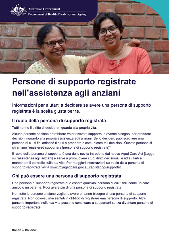 Opuscolo sulle persone di supporto registrate