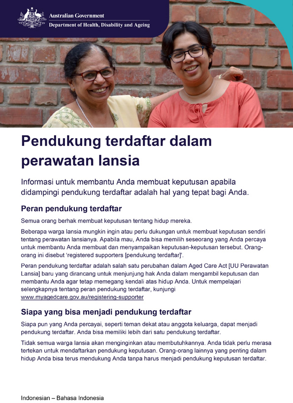 Brosur tentang pendukung terdaftar
