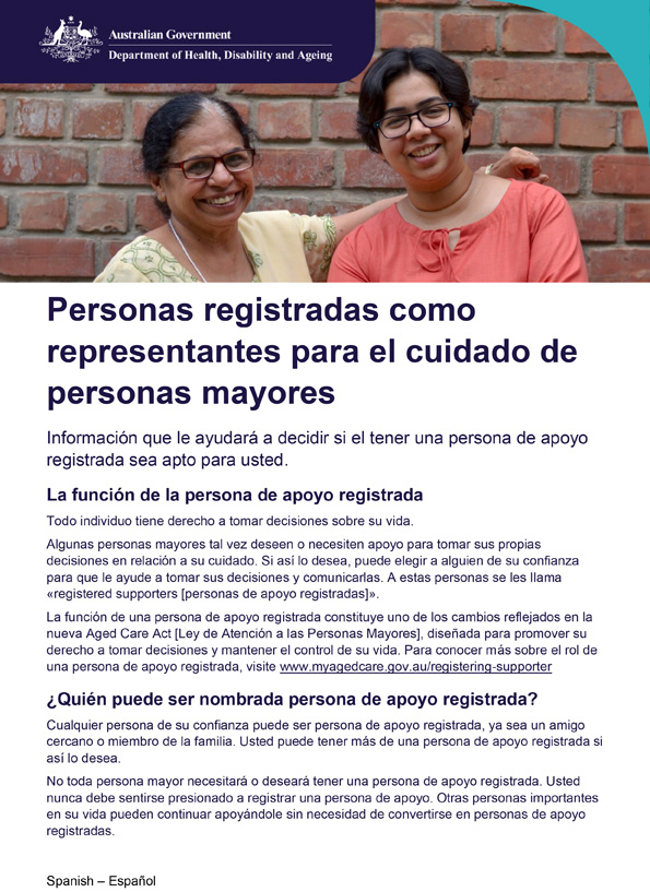 Folleto para personas de apoyo registradas