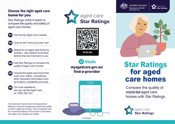 Star Ratings for residential aged care brochure
