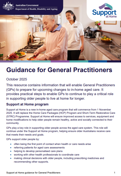 Support at home for general practitioners cover page