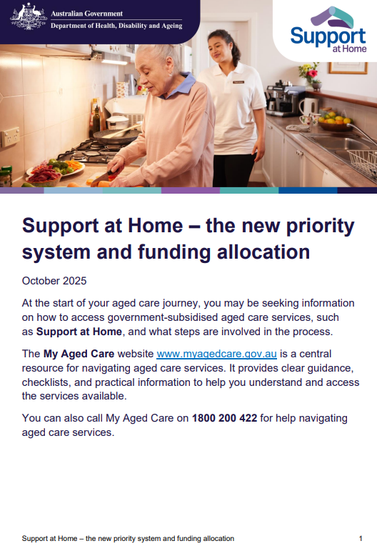 Support at Home – the new priority system and funding allocation cover page