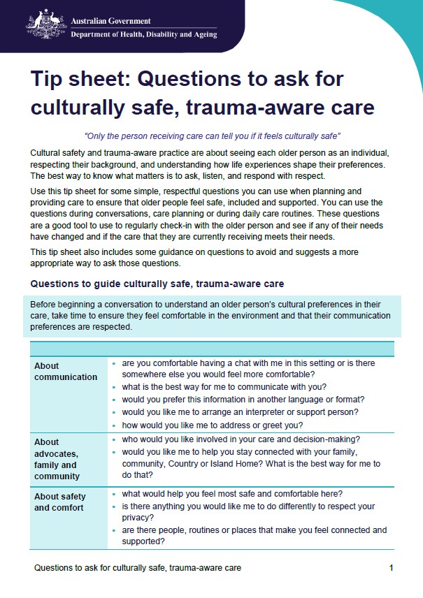 Display page - front page of tip sheet