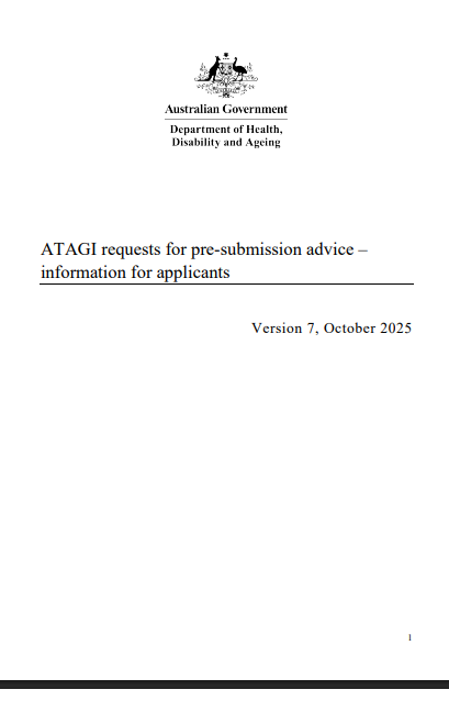 ATAGI requests for pre-submission advice – information for applicants V7 cover page