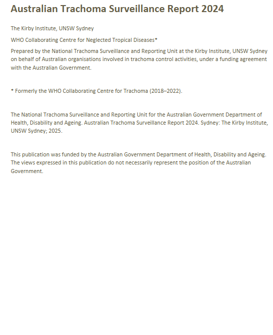 Cover page of the Australian Trachoma Surveillance Report 2024