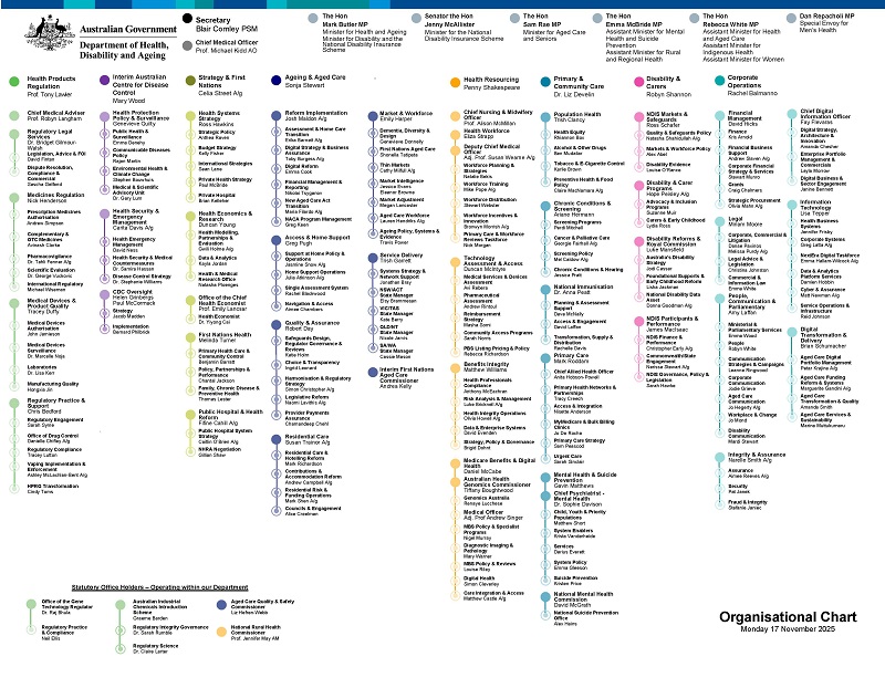 Image of the Department's organisational chart for 17 November 2025