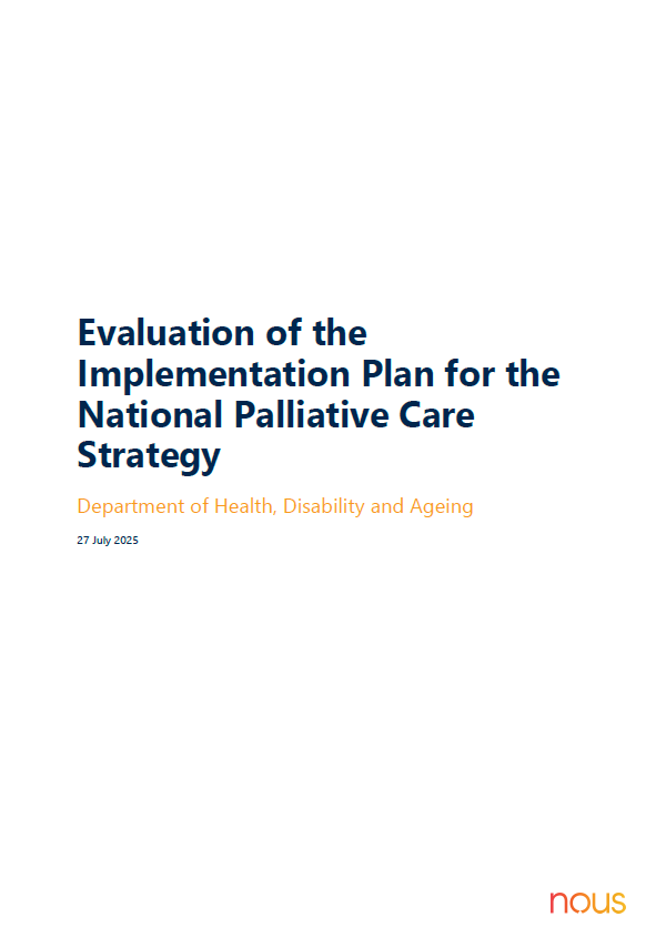 Evaluation of the Implementation Plan for the National Palliative Care Strategy cover page