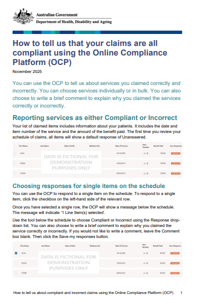 How to tell us that your claims are all compliant using the OCP cover page