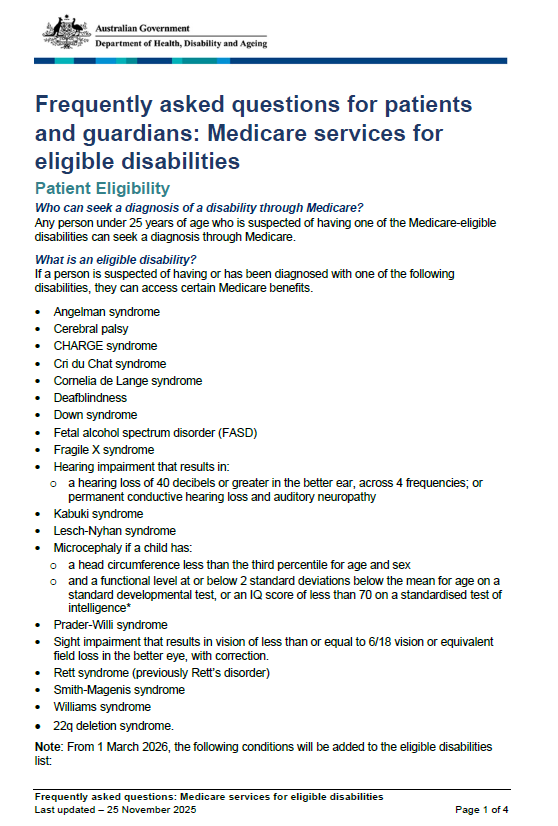 Cover page for the Medicare services for eligible disabilities – Frequently asked questions