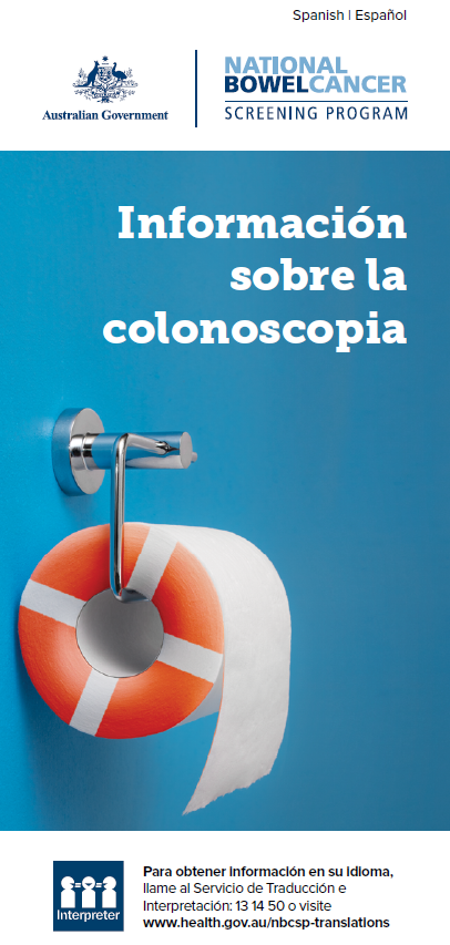 Cover page for the Spanish National Bowel Cancer Screening Program Colonoscopy brochure