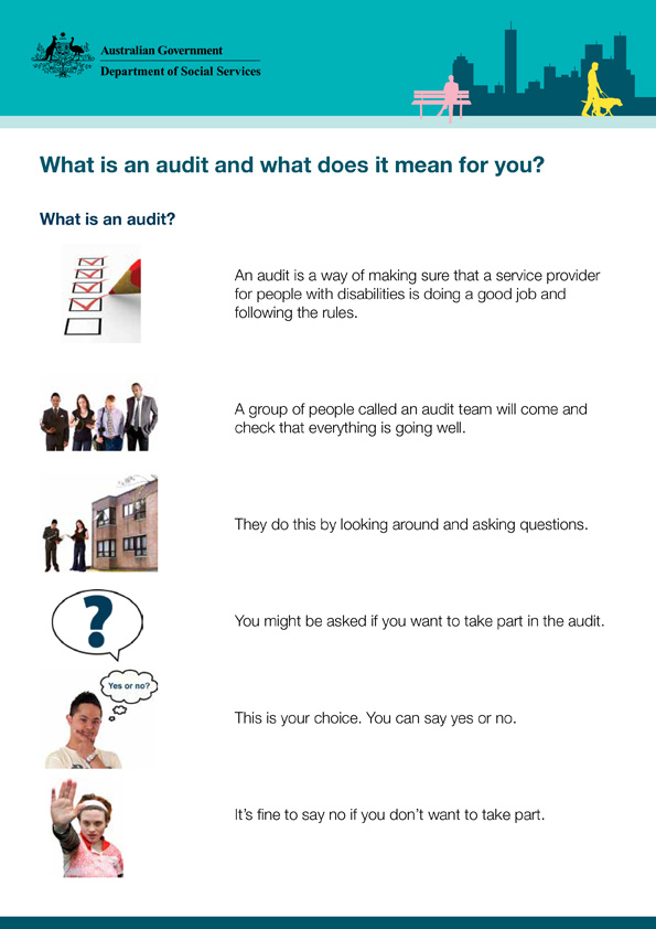 National Standards for Disability Services – What is an audit and what does it mean for you – Easy Read