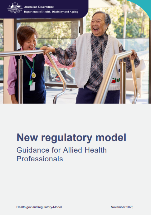 Cover page for the New regulatory model – Guidance for Allied Health Professionals