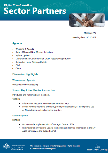 Digital Transformation Sector Partners meeting summary cover page – 13 November 2025
