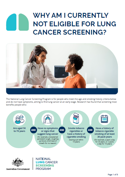 National Lung Cancer Screening Program – Why am I currently not eligible for lung cancer screening?