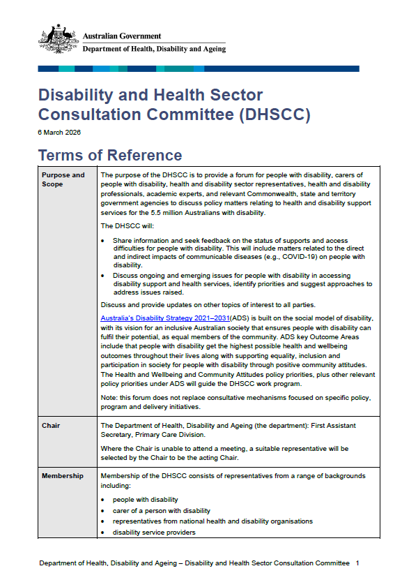 Disability and carer resources | Australian Government Department of ...