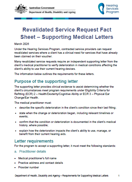 Hearing Services Program - Revalidated services - Medical practitioner ...