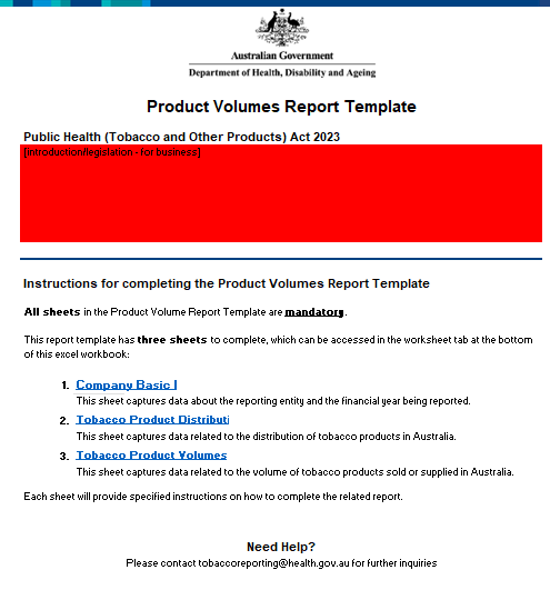 Reporting under the Public Health (Tobacco and Other Products) Act 2023:  Tobacco product volumes report