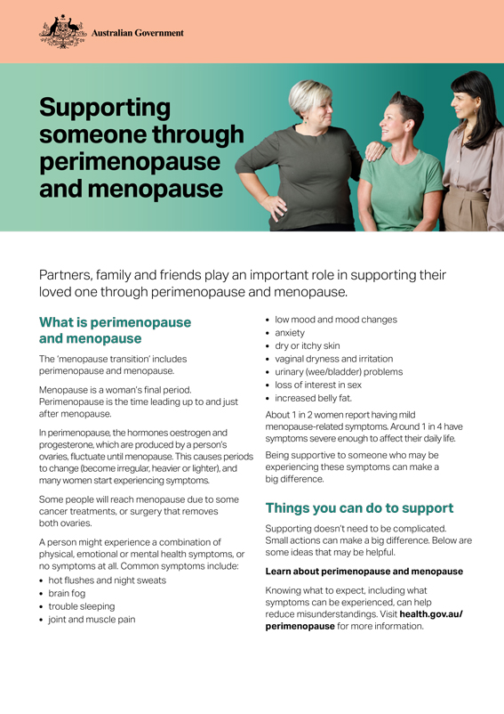 Fact sheet – Supporting someone through perimenopause and menopause ...