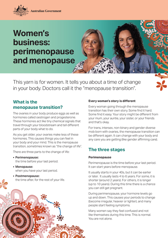 Women's business: perimenopause and menopause fact sheet | Menopause ...