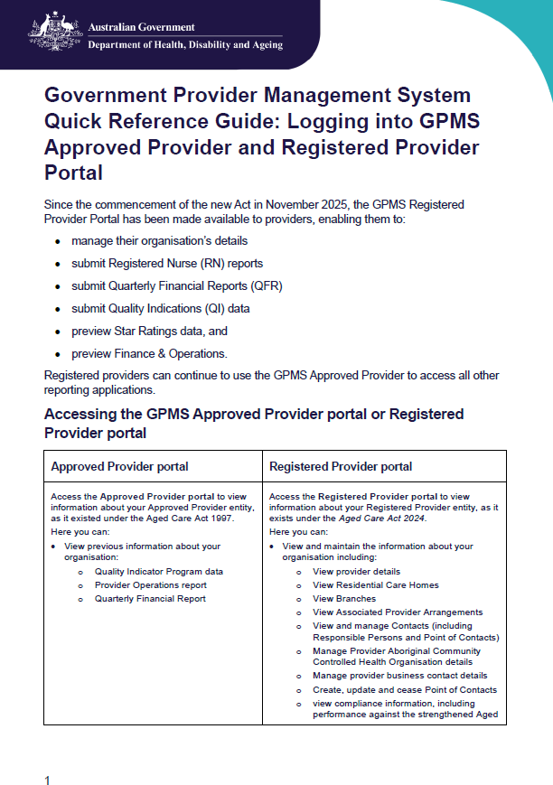 System Quick Reference Guide Government Provider Management System (GPMS) | Australian Government ...