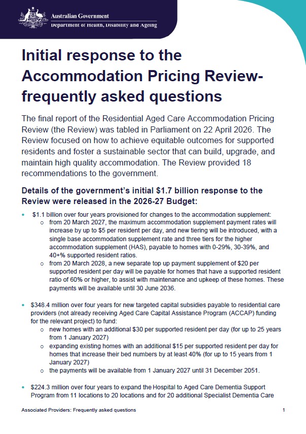 Residential aged care resources | Australian Government Department of ...