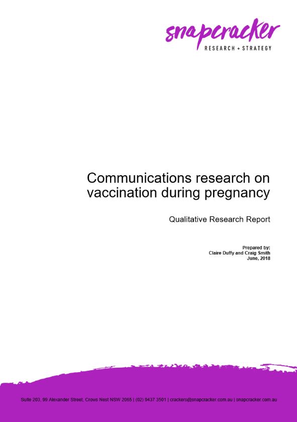 Communications research on vaccination during pregnancy – Qualitative research report 
