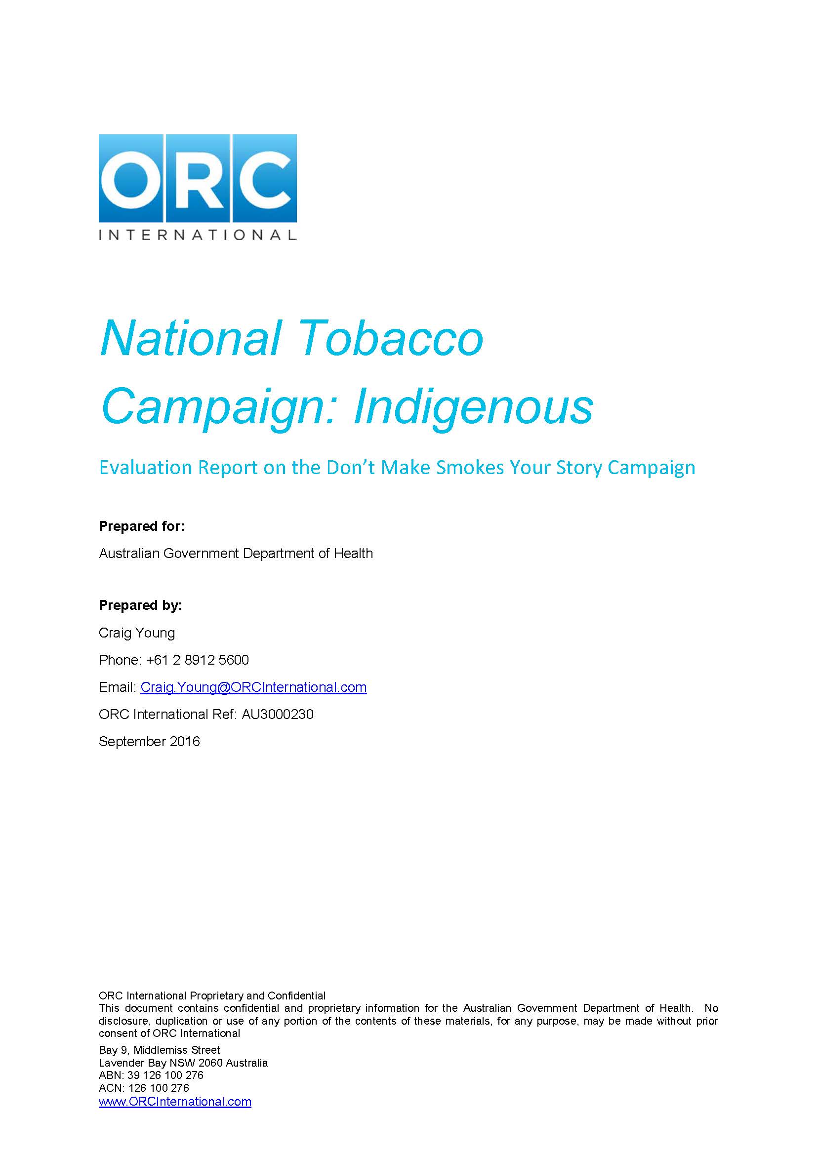 Cover image for the Don’t Make Smokes Your Story campaign – 2016 evaluation report