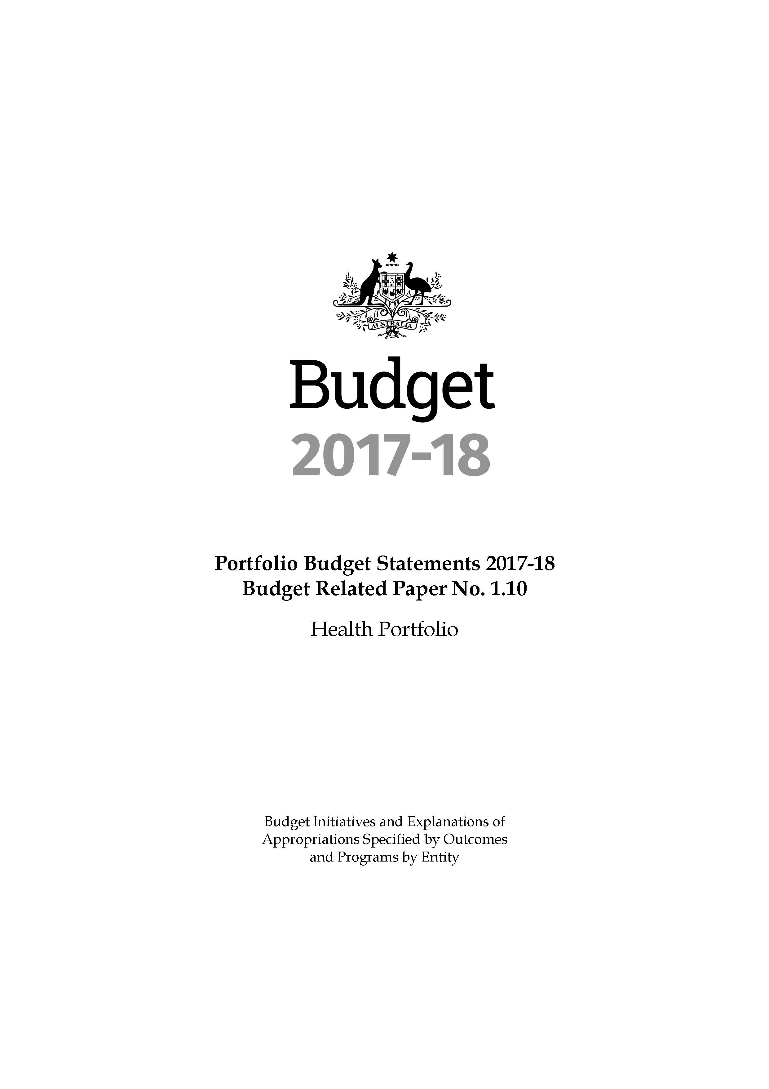 Cover image for Health Portfolio Budget Statements 2017 to 2018