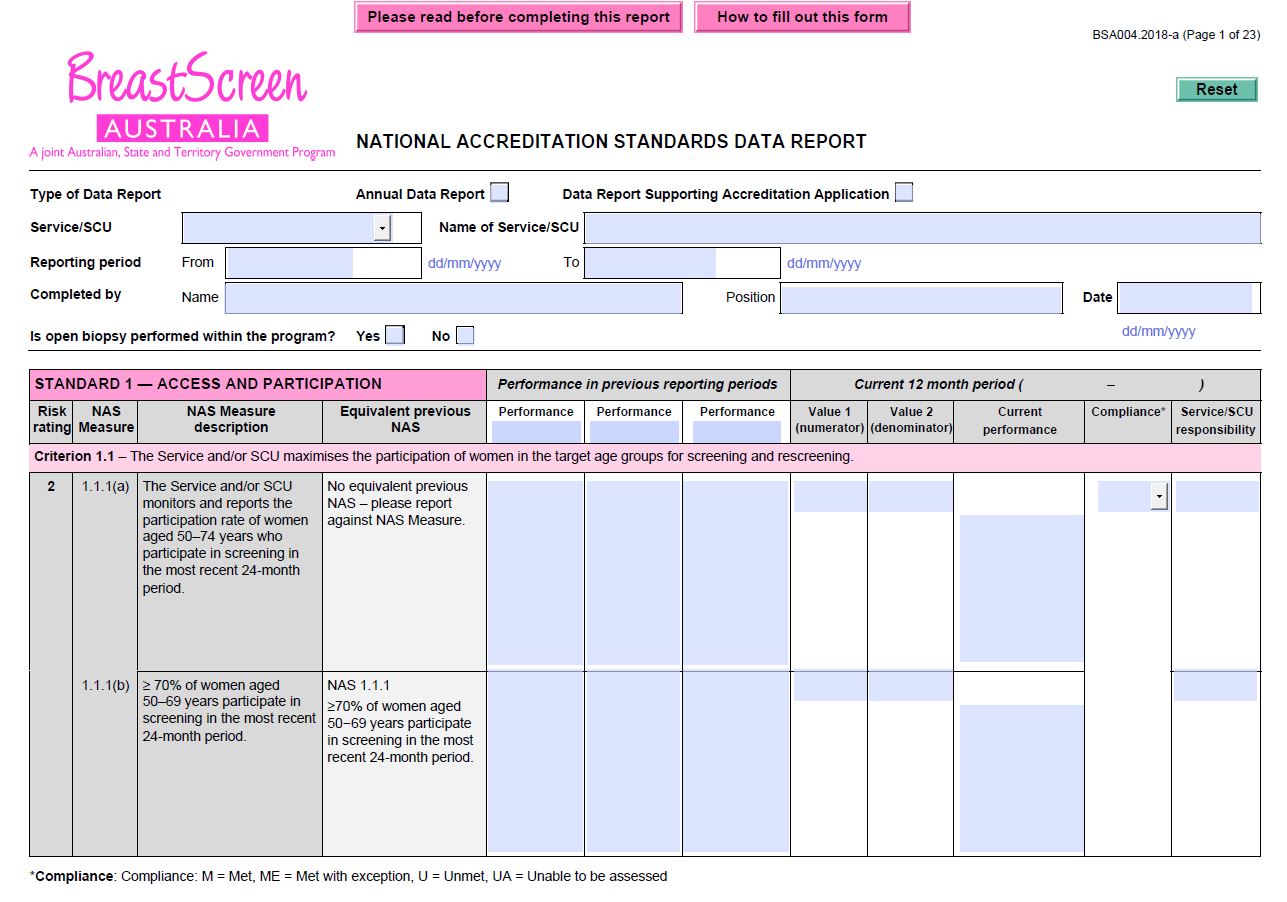 BreastScreen Australia – National Accreditation Standards (NAS) data report