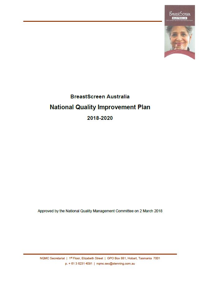 Cover image for BreastScreen Australia – National Quality Improvement Plan (NQIP) – 2018–2020.