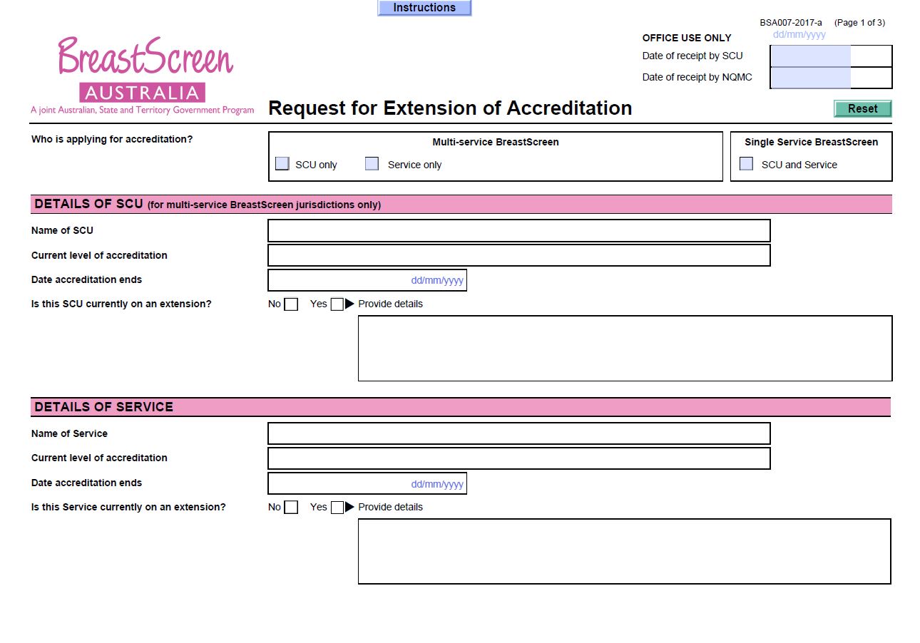 BreastScreen Australia – Request for extension of accreditation