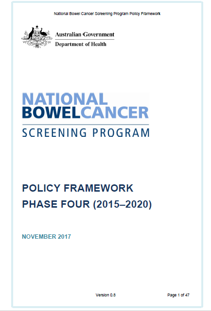 Cover image for National Bowel Cancer Screening Program – Policy Framework.