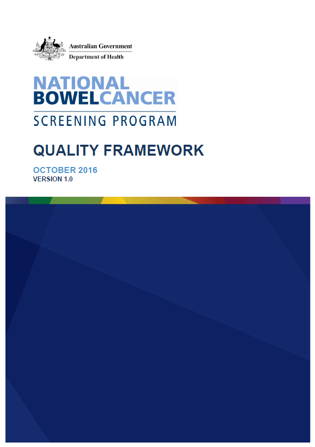 Cover image for National Bowel Cancer Screening Program – Quality Framework.