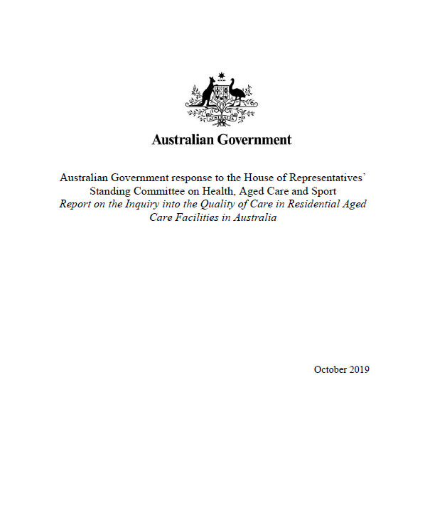 House of Reps Report - Quality of Care in Residential Aged Care Facilities cover image