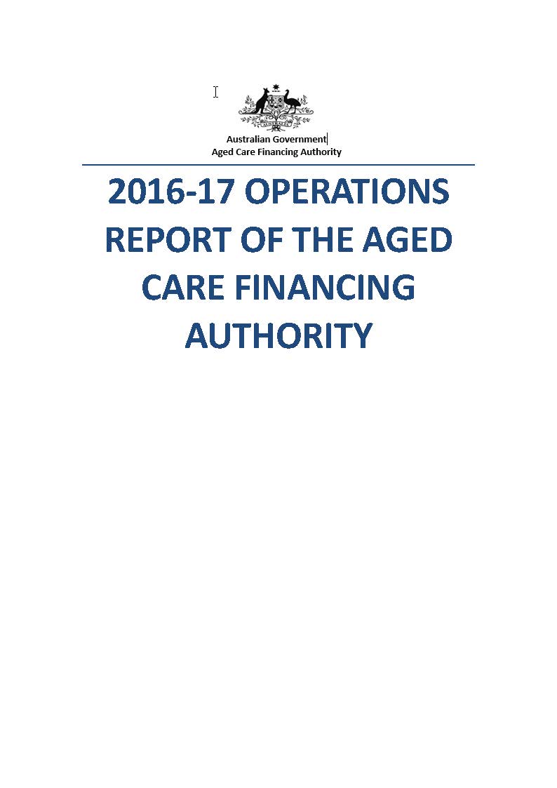 cover image 2016-17 Operations Report of the Aged Care Financing Authority