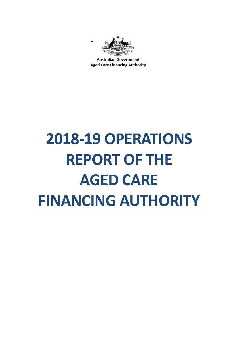 cover image 2018-19 Operations Report of the Aged Care Financing Authority